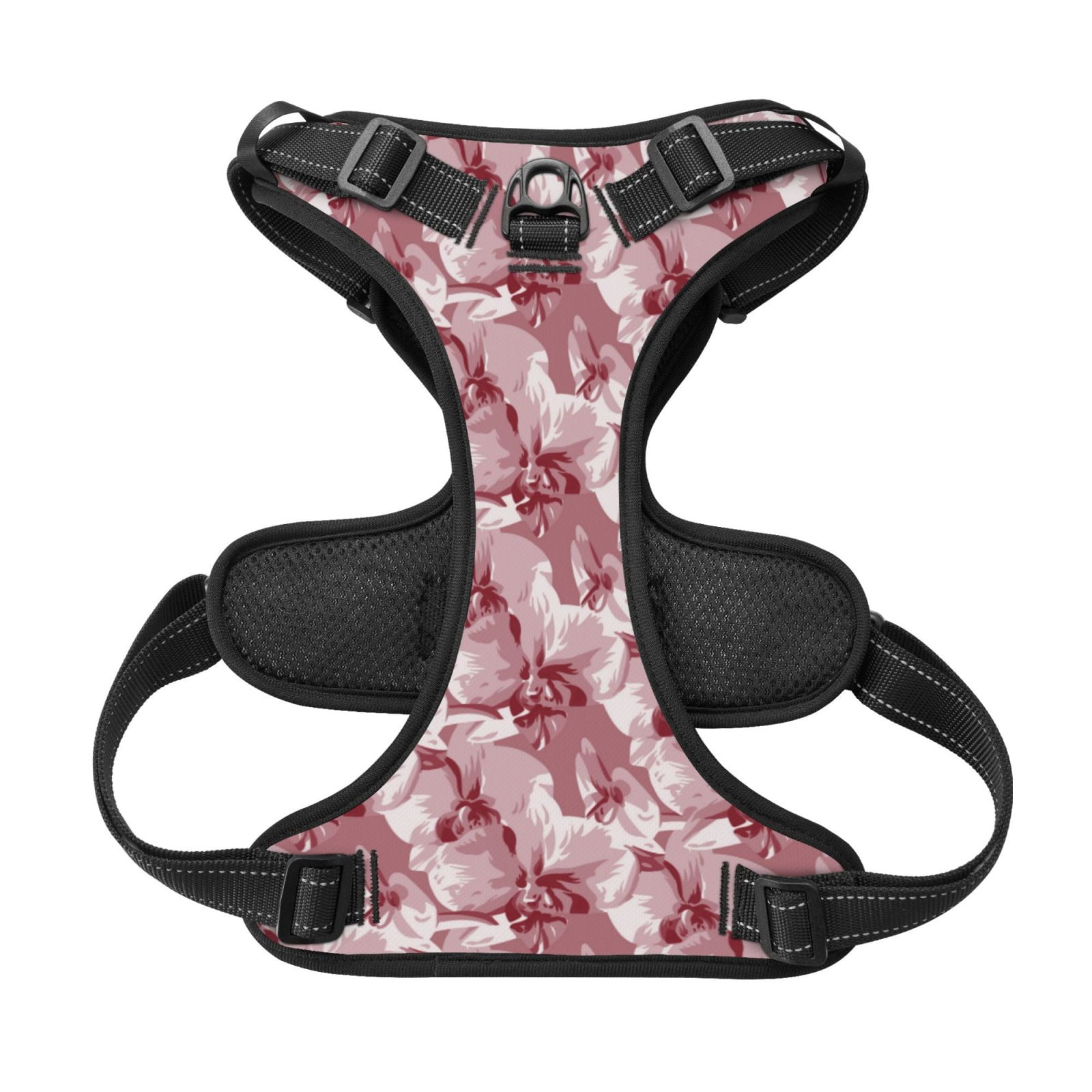 Kdxio Orchids Flowers Print No Pull Dog Harness Adjustable Reflective Oxford Easy Control Medium Large Dog Harness for Training and Everyday-Large