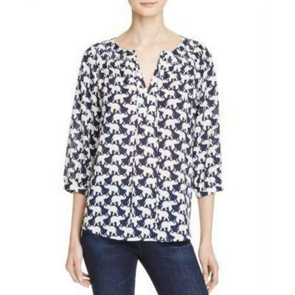 MSRP $68 Aqua Elephant Print Top Size XS NAVY