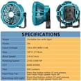 thumbnail image 4 of Cordless Jobsite Fan For Makita/Bosch/Dewalt/Milwaukee 14.4-18V Li-ion Battery with LED Light Foldable Hook Remote Control, 4 of 17