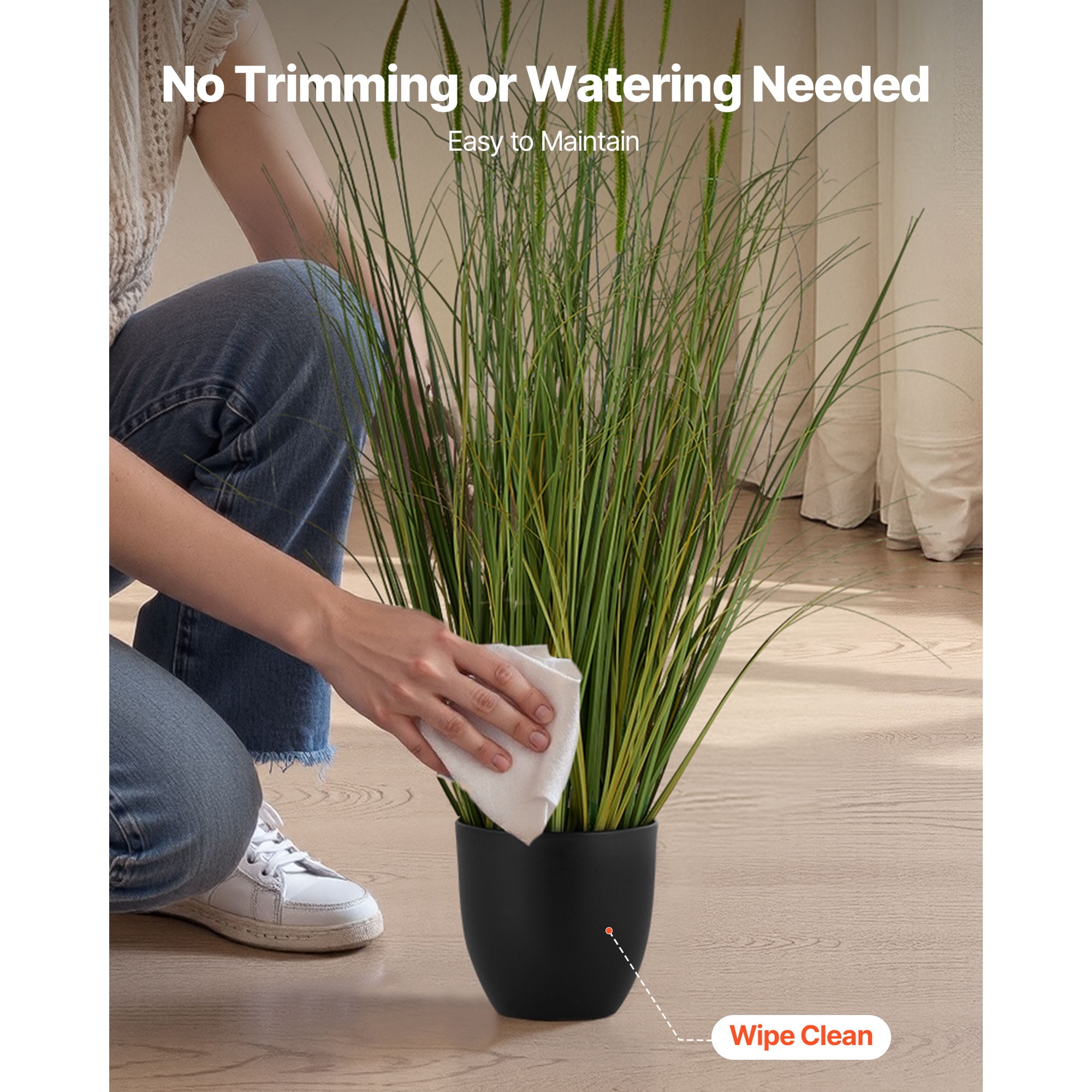 KFFKFF Artificial Grass Plant, 2-Pack 35-Inch Cattail Grass in Pot, Durable PVC Faux Greenery Shrubs for Indoor and Outdoor Decoration – Ideal for Home, Garden, Office, or Housewarming Gifts
