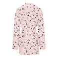 thumbnail image 4 of AINIYS Women Robes Short Lightweight Robe Soft Long Sleeve V Neck Sleepwear Casual Belt Bathrobe Printed Loungewear Pink Pajamas for Women _a XXL, 4 of 6