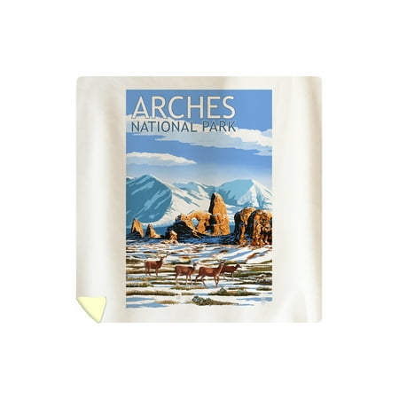 Arches National Park, Utah - Turret Arch in Winter - Lantern Press Artwork (88x88 Queen Microfiber Duvet (Best Turret Press Kit)