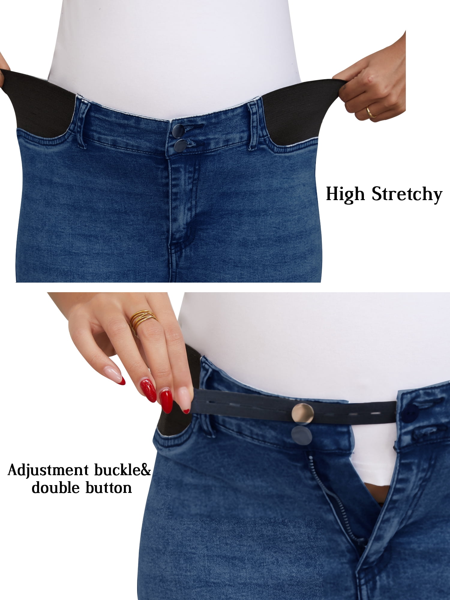 DARING DIVA Women's Maternity Stretchy Ripped Pregnancy Work Denim Pants M Deep Blue