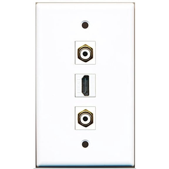 RiteAV - 1 Port HDMI 2 Port RCA White Wall Plate