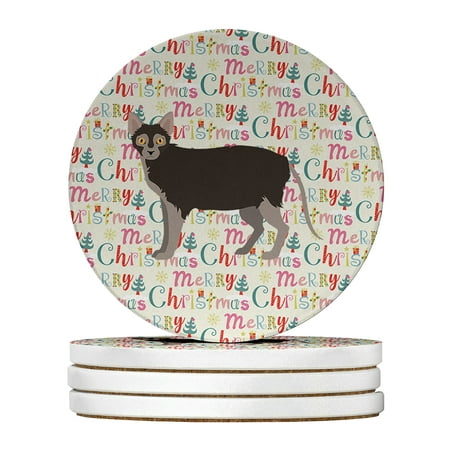 

Lykoi #1 Cat Christmas Large Sandstone Coasters Pack of 4 4 in x 4 in