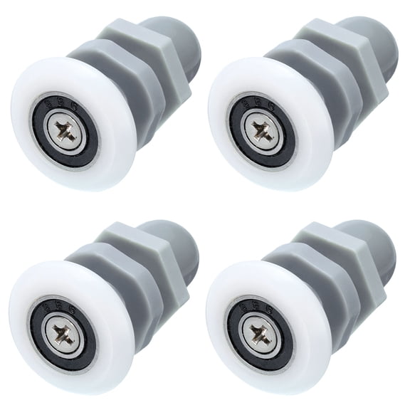 Shower Door Rollers 25mm/1", Bathroom Glass Door Runner Replacement Part Sliding Shower Door, White-Grey 4 Pack