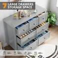 thumbnail image 4 of Grey 7-Drawer Chest Dresser, Modern Design with Deep Drawers & Nickel Handles, Spacious Wooden Organizer for Bedroom, Living Room, Entryway, 4 of 9