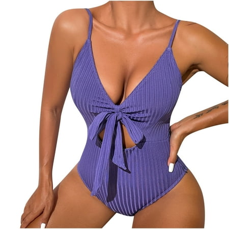

Swimsuit Coverup for Women Swimsuit Women Fashion Leisure Women s V-Neck One-Pice Bandage Plain Color Elegant Swimsuit Maternity Swimsuit Swim Caps for Women Swimming on Sales Purple L