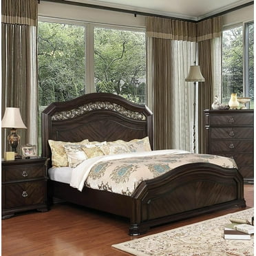 Traditional Espresso Solid Wood CAL Bedroom Set 3pcs FOA CM7751 Calliope