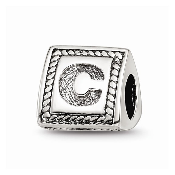 925 Sterling Silver Reflections Letter C Triangle Block Bead; for Adults and Teens; for Women and Men