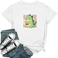 thumbnail image 3 of 2024 Women's Fashion Cute Dinosaur Print Round Neck Short Sleeve Sports Casual Top T Shirt (10) Tee for Women Women Causal Shirts Exercise Tops Med Womens Shirts Summer Woman Shirts Womens Cold Gear, 3 of 3