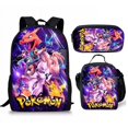 thumbnail image 1 of Anime Pikachu Pokemon Printed School Bag Children's Backpack Or Satchel Or Pen Bag Or Three-piece Set, 1 of 2