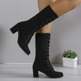 thumbnail image 6 of POROPL Womens Boots Mid Calf Winter Lace Upretro Knight Shoes,Boots Size 4.5, 6 of 8