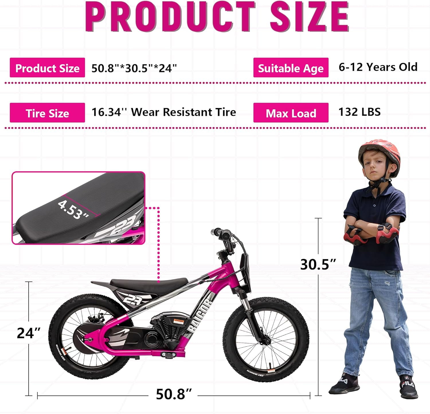 NEORIVER Electric Dirt Bike for Kids 6-12 with Shock-Absorbing Front Fork, 250W Electric Motorcycle Up to 15.5MPH, 24V Detachable Battery, 16'' Tire Electric Balance Bike with Kickstand