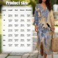 thumbnail image 6 of COEQINE Women's Casual Dress 3/4 Sleeve Wrap V-Neck Bohemian Asian Long Dresses Linen Look Loose Fit Midi Tunic Sundress for Work, Machine Washable, Size 2XL, Magpie Bird Wisteria, 6 of 6