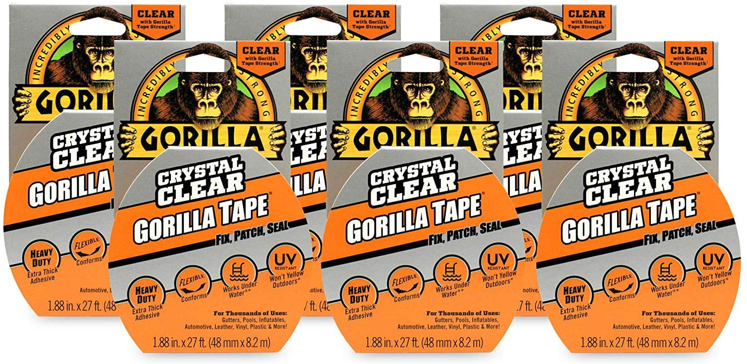 Clear, 1.88” x 9 yd Gorilla Crystal Clear Duct Tape Pack of 1 