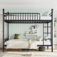 thumbnail image 4 of Harper & Bright Designs Twin XL over Twin XL Industrial Bunk Bed with Curved Guardrails, Heavy-Duty Metal Bunk Bed Frame with Under Bed Space, Black, 4 of 14