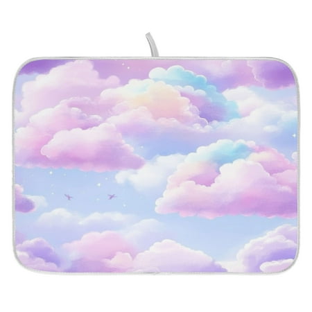 

Pastel Colored Clouds Dish Drying Mat for Kitchen Quick Drying Absorbent Soft Durable 18 x 24