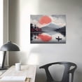 thumbnail image 4 of ALEPADNF Japanese Wall Art For Bedroom Pink Wall Decor Cherry Blossom Wall Art Japanese Ink Painting Wall Art Mount Fuji Moon Lake Modern Black And Red Landscape Artwork Ready To Hang 16x12in, 4 of 6