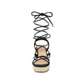 thumbnail image 6 of BLISSFUL STEP Women's Lace Up Platform Heel Espadrilles Wedge Sandals Black 6, 6 of 7