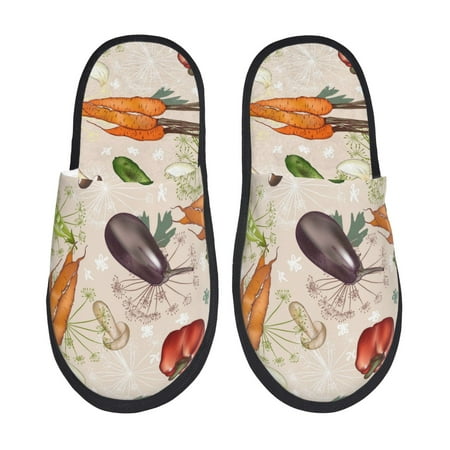 Balery Cute Vegetables Slient Indoor Furry Fleece Comfort House Shoes Soft Non-Slip Home Shoes Cotton slippers House Slippers-- Medium