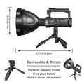 thumbnail image 5 of Rechargeable LED Flashlight, 100000 Lumens Super Bright, Waterproof Searchlight with Tripod, 4 Modes, USB Power Bank, for Camping, Hunting, Emergencies, 5 of 11
