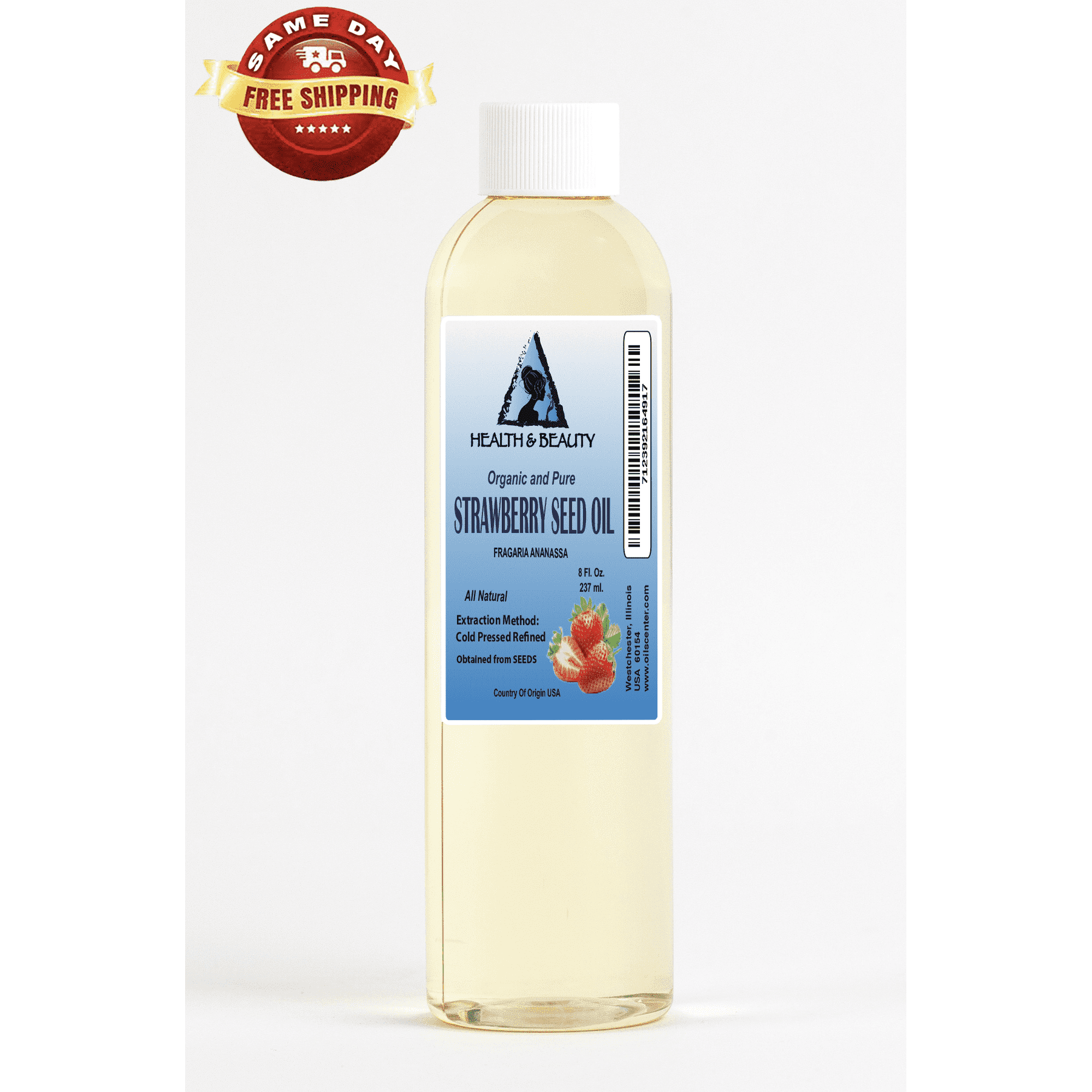 Strawberry seed oil refined organic by HEALTH & BEAUTY 100% pure natural 8 oz