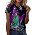 thumbnail image 1 of TSADFHJI Hauts pour Femmes Manches 3/4 Automne 2024 Mode Col Rond Manches Courtes T-Shirts d'Été Blouse Imprimée S Noir, 1 of 4