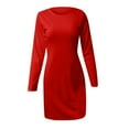 thumbnail image 5 of LLYwey Jeans Dresses for Women 2024 Fashion Color Slim Back Bow Tie Casual Long Sleeve Dress New A-Line Dresses Red Xl, 5 of 8