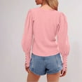 thumbnail image 4 of TKLPEHG Women Tops Dressy Casual Crew Neck Pullover Tops Loose Lightweight Classic Solid Color Fashion Leisure Comfy Long Sleeve Blouse (Pink,L), 4 of 7
