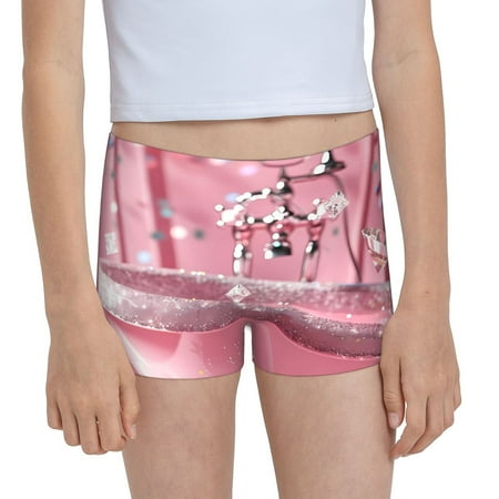 Pofeuu Glittering Pink Bathtub Print Soft Cotton Girls Boyshort panties Toddler Underwear-Small