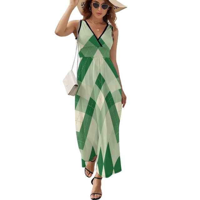 Vestido De Noche De Lujo Sin Mangas Para Mujer, Diamond Grid Vestido De Fiesta