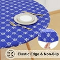 thumbnail image 2 of Round Fitted Tablecloth with Elastic Edge, 100% Waterproof Oil Proof Plastic Table Cover, Vinyl Flannel Backed Tablecloth Fits 36"-44" Round Tables for Dinner, Outdoor, Picnic, Medium Blue, 2 of 6