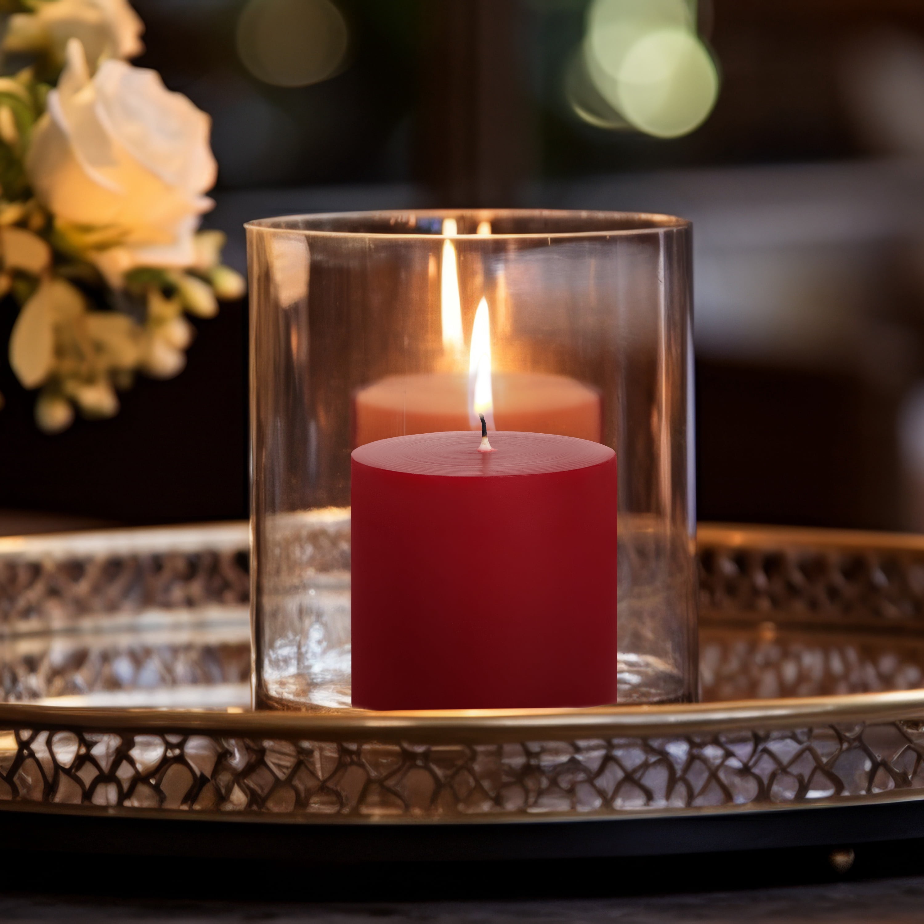 Mainstays Unscented Decorative Pillar Candle, Red, 3" x 3"