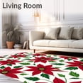 thumbnail image 2 of ODIKA 2'x3' Machine Washable Non-Slip Area Rug, Vintage Poinsettia Bloom Design Christmas High Traffic Rug, Red, 739795, 2 of 7