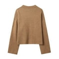 thumbnail image 3 of Ruimatai Women's Cropped Sweater Olive Green Soft Knit Long Sleeve Crewneck Tops for Casual Wear and Daily Outfits, 3 of 6