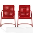 thumbnail image 3 of Pemberly Row Chaise de Patio Industrielle en Métal, Fini Rouge Vif Lustré (Ensemble de 2), 3 of 14