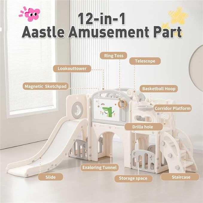 Outdoor Toddler Playset with Slide 11 in 1 Activity Features Safe Durable Design for Engaging Indoor and Outdoor Play for Children Stylish Smooth Finish for Toddlers Ages 2 and Up