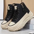 thumbnail image 2 of Women's Fashion Platform High Top Sneakers Casual Lace Up Canvas Shoes Comfortable Daily Walking Shoes For Women, 2 of 8