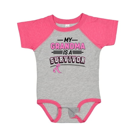 

Inktastic My Grandma is a Survivor Breast Cancer Awareness Gift Baby Boy or Baby Girl Bodysuit