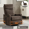 thumbnail image 6 of Segmart Swivel Rocker Recliner Chair with Heat Massage, 360 Degree Swivel Rocking Single Sofa with Side Pocket, Manual Handle, Medium-Firm Comfort Recliner Chair for Living Room, Brown, 6 of 10