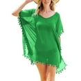thumbnail image 4 of Bathing Suit Cover Up for Women Swimwear Chiffon Tassel Swimsuit Coverups Summer Holiday Short Sleeve Beach Dresses Clothes Green, One Size, 4 of 4