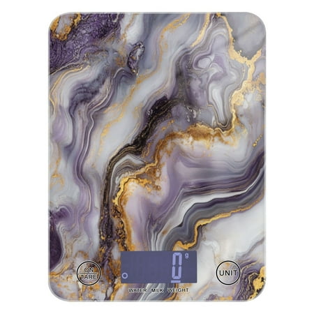

Kitchen Electronic Scale Food Scale 7.68x5.71 inch Multifunctional Digital Kitchen Scale Tempered Glass Decorative Baking Cooking Meal Preparation Purple Marble Pattern