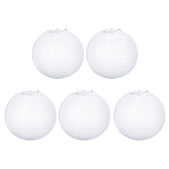 Uxcell 8" Paper Lanterns, Round Hanging Chinese/Japanese Lantern Decoration for Home Birthday Party, White 5 Pcs