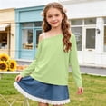 thumbnail image 6 of Qingpeng Girls Asymmetrical One Shoulder Top Long Sleeve Casual Pullover Shirt with Inner Strap, 6 of 8