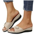 thumbnail image 1 of Flower Wedge Slides Sandals for Women 2025 with Arch Support Comfortable Peep Toe Platform Dress Slip on, 1 of 6