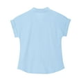thumbnail image 5 of Mgmyaa Girls Button Down Shirts Short Sleeve V Neck Tops Button Rolled Sleeve Cute T-Shirts Blouse, 5 of 5