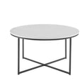thumbnail image 3 of Walker Edison Modern Round Coffee Table, Brown Faux Marble and Black, 3 of 9