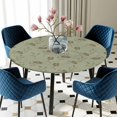 thumbnail image 5 of Elastic Fitted Round Tablecloth, Sage Green Floral Waterproof Stretch Table Cover for 45"-54" Tables, Vintage Spring Botanical Flowers Washable Outdoor Tablecloths for Patio, Picnic, Camping, 5 of 9
