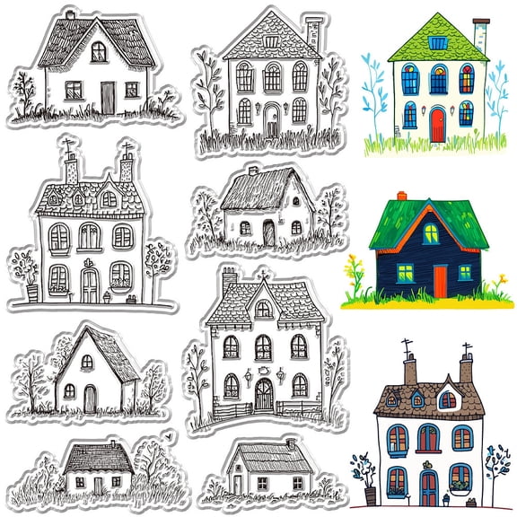 House Clear Rubber Stamps Transparent Silicone Seal Clears Stamp for Cards Making Garden Home Trees Sealing DIY Scrapbooking